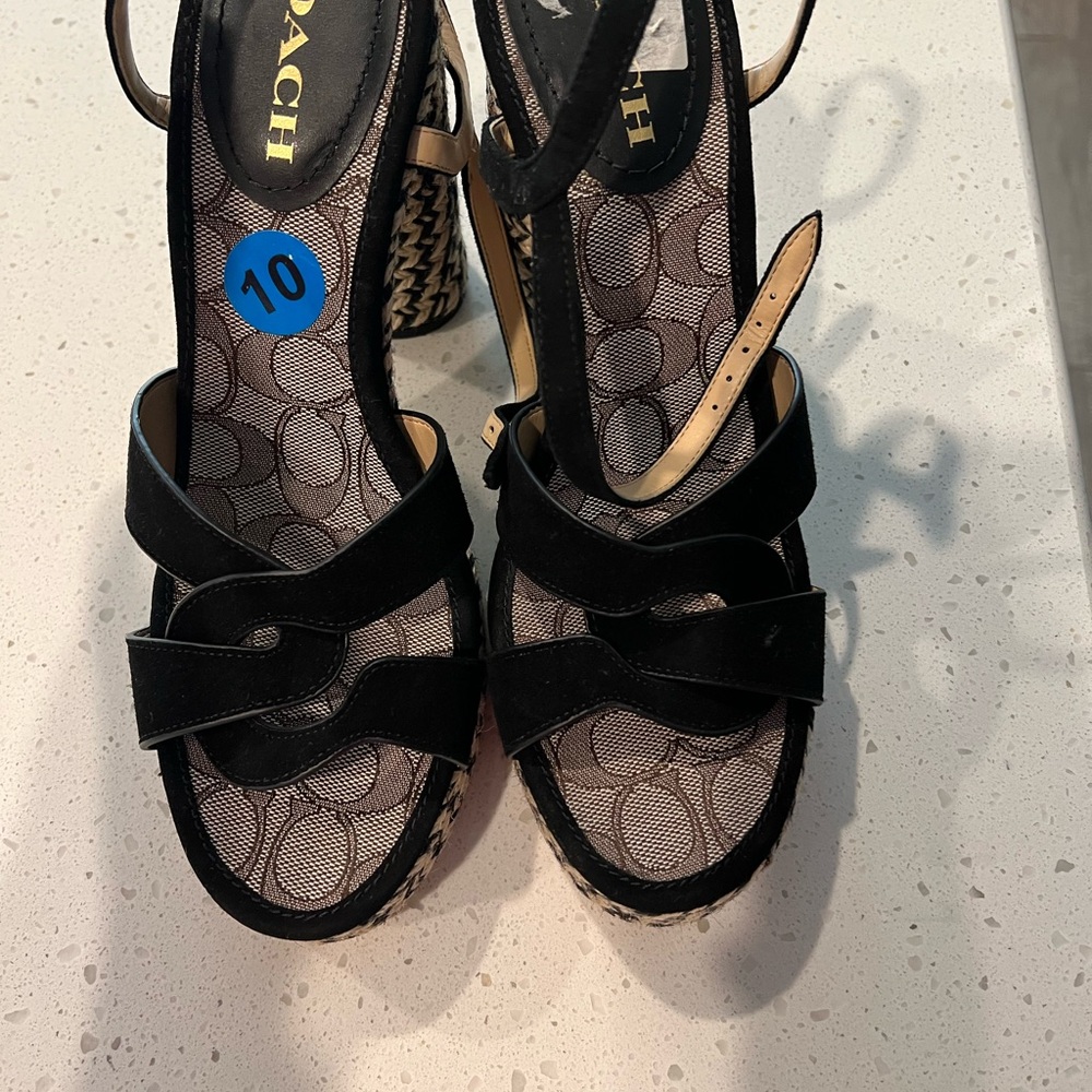 Coach Black and Beige Women's Wedges
